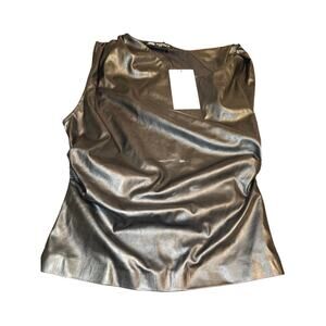 NWT Zara Women's Faux-Leather Sleeveless Top Black Size Small